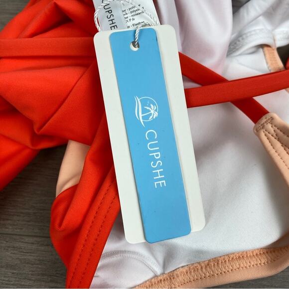 Cupshe Orange Colorblock One Piece Swimsuit Sz.S NWT - Picture 6 of 14